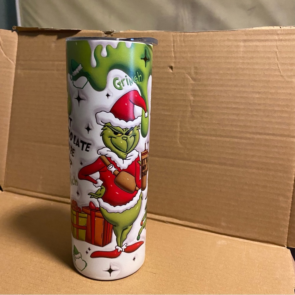 Grinch Themed Party Tumbler - Green and White - Picture 4 of 8